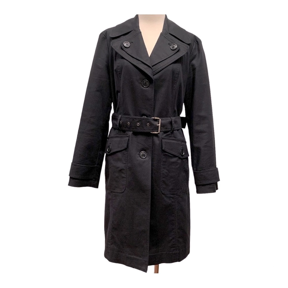 Kenneth Cole Reaction Women’s Belted Trench Coat, Black Size Medium Cotton Blend